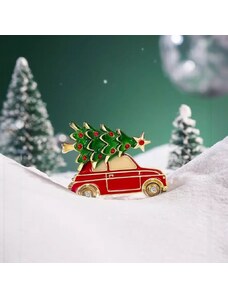 Éternelle Vánoční brož Auto veze vánoční stromeček
