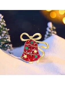 Éternelle Vánoční brož Červený vánoční zvoneček