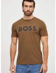 Boss Orange Bavlnené tričko BOSS BOSS CASUAL pánske,zelená farba,s potlačou,50481923