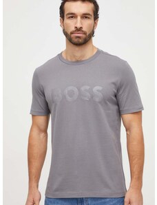Tričko Boss Green pánsky,šedá farba,s potlačou,50506363