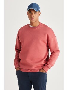 AC&Co / Altınyıldız Classics Men's Coral Oversize Loose Fit Fleece Inside 3 Threads Crew Neck Cotton Sweatshirt.