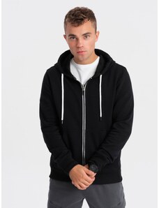 Ombre Clothing BASIC men's zip-up hoodie - black V1 OM-SSBZ-0118