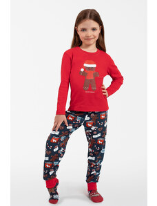 Italian Fashion Vianočné dievčenské pyžamo Makala červené-128, Farba červená