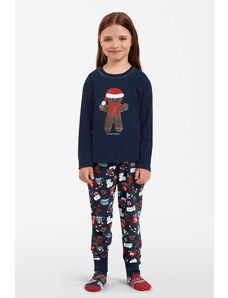Italian Fashion Vianočné dievčenské pyžamo Makala tmavomodré-128, Farba tmavomodrá