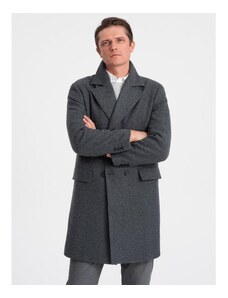Ombre Clothing Pánsky dvojradový kabát s podšívkou V2 OM-COWC-0107 grafitový