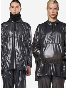 Nepremokavá bunda Rains Ultralight Anorak 18880 BLACK čierna farba, prechodná, oversize