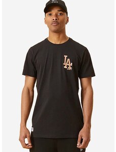 Bavlnené tričko New Era Dodgers Metallic Print 12893116-black, čierna farba, s potlačou