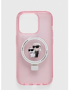 Puzdro na mobil Karl Lagerfeld iPhone 15 Pro 6.1 ružová farba
