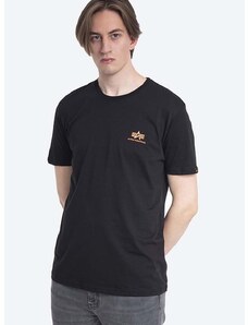 Bavlnené tričko Alpha Industries 128507RP.614-black, čierna farba, s potlačou