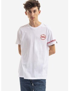 Bavlnené tričko Alpha Industries 128534.09-white, biela farba, s potlačou