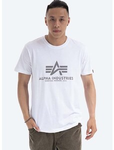 Bavlnené tričko Alpha Industries Reflective Print 100501RP.09-white, biela farba, s potlačou