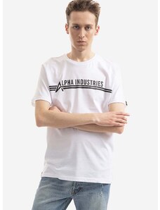 Bavlnené tričko Alpha Industries 126505.92-white, biela farba, s potlačou,T 126505 92