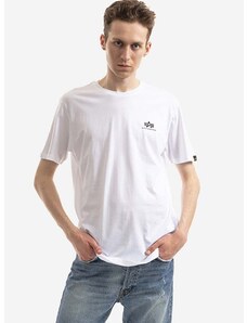 Bavlnené tričko Alpha Industries 128507CP.573-white, biela farba, s potlačou