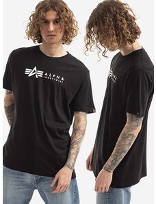 Bavlnené tričko Alpha Industries 2-pak 118534.03, čierna farba, vzorované
