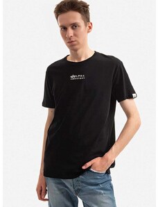 Bavlnené tričko Alpha Industries 118529.649-black, čierna farba, s potlačou