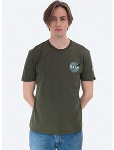 Bavlnené tričko Alpha Industries 176507.257-green, zelená farba, jednofarebné
