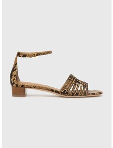 Kožené sandále Lauren Ralph Lauren Fionna dámske, béžová farba, 802925000000
