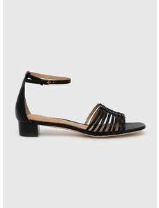 Kožené sandále Lauren Ralph Lauren Fionna dámske, čierna farba, 802920000000