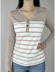 Woman Style Svetlohnedé prúžkované tričko L/XL