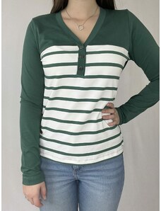Woman Style Zelené prúžkované tričko S/M