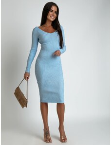 Woman Style Modré pletené šaty S/M