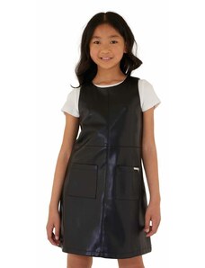 Detské tričko a šaty Guess čierna farba, mini, rovný strih
