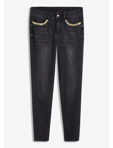 bonprix Strečové džínsy s ozdobným detailom, farba čierna