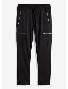 bonprix Voľné nohavice, strečové, Regular Fit, so zapínaniami na zips, Tepered, farba čierna, rozm. 50
