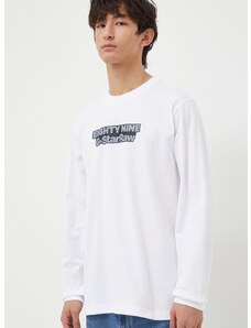 Bavlnené tričko s dlhým rukávom G-Star Raw biela farba, s potlačou