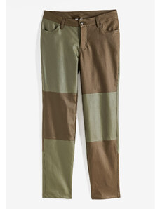 bonprix Koženkové nohavice s color-blocking, farba zelená, rozm. 38