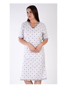 Vienetta Dámska nočná košeľa s krátkym rukávom Silvie, farba světle šedá, 70% bavlna 30% polyester