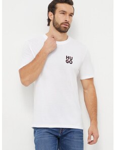 Bavlnené tričko HUGO 2-pak biela farba,s potlačou,50492550