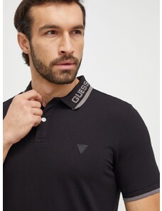 Polo tričko Guess LYLE pánsky, čierna farba, s potlačou, M4RP60 K7O64