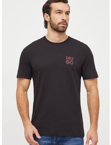 Bavlnené tričko HUGO 2-pak čierna farba,s potlačou,50492550
