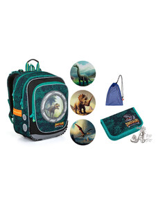 TOPGAL - školské tašky, batohy a sety TOPGAL - MediumSet-ENDY23039 - výprava dávnych vekov - školský set s dinosaurovými obrázkami
