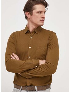 Bavlnená košeľa BOSS ORANGE pánska,zelená farba,slim,s klasickým golierom,50491112