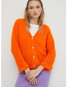 Kardigán s prímesou vlny American Vintage dámsky, oranžová farba