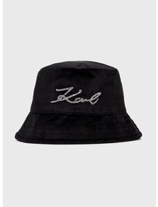 Zamatový klobúk Karl Lagerfeld čierna farba