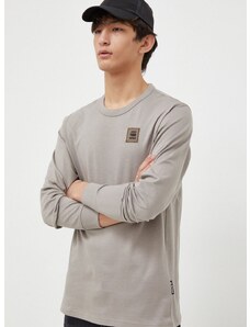 Bavlnené tričko s dlhým rukávom G-Star Raw šedá farba, jednofarebný