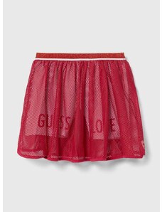 Dievčenská sukňa Guess ružová farba, mini, áčkový strih