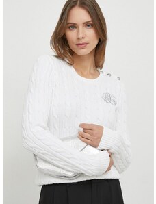 Bavlnený sveter Lauren Ralph Lauren biela farba,200925325