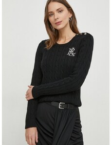 Bavlnený sveter Lauren Ralph Lauren čierna farba,200932223