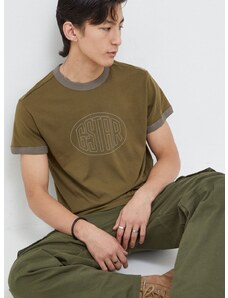 Bavlnené tričko G-Star Raw pánsky, zelená farba, s potlačou
