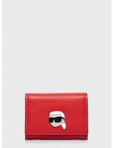 Kožená peňaženka Karl Lagerfeld dámsky, červená farba