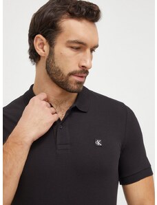 Polo tričko Calvin Klein Jeans pánsky, čierna farba, jednofarebný, J30J325269