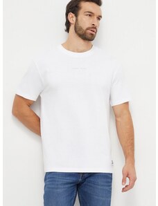 Bavlnené tričko Tommy Jeans pánsky,biela farba,s nášivkou,DM0DM18266