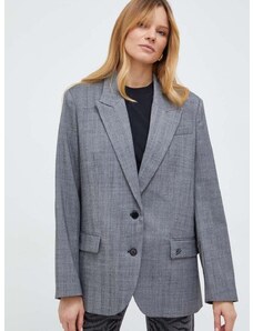 Sako s prímesou vlny Karl Lagerfeld šedá farba, jednoradová, jednofarebná
