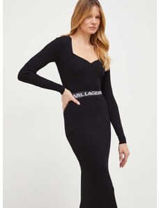 Šaty Karl Lagerfeld čierna farba, midi, priliehavá