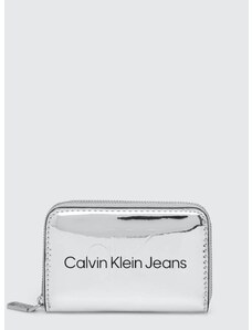 Peňaženka Calvin Klein Jeans dámsky,strieborná farba,K60K611863