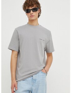 Bavlnené tričko Samsoe Samsoe Norsbro pánsky, šedá farba, s potlačou, M20300010
